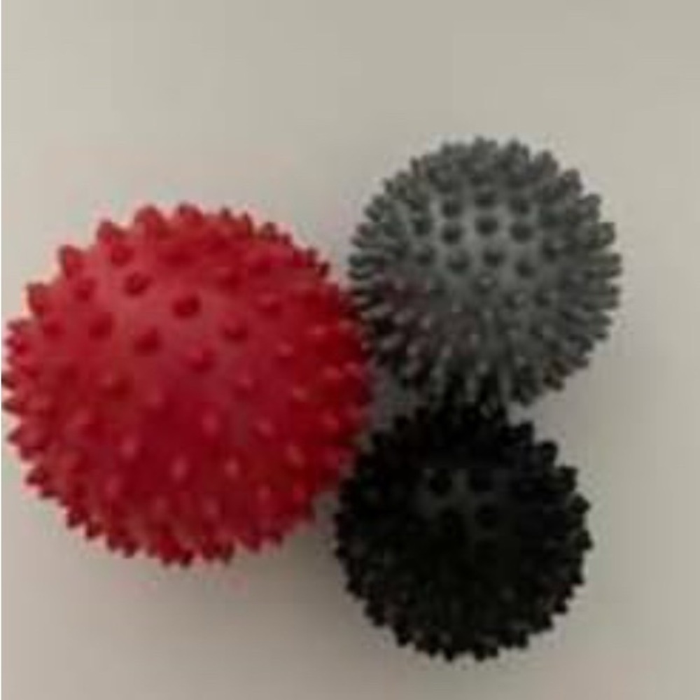 Spiky Massage Balls Set - Red, Gray, Black